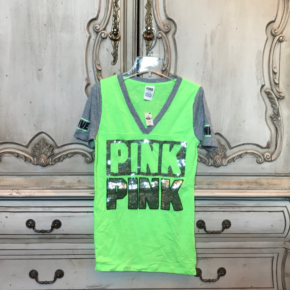 Grey/green/ sequined Victoria Secret PINK T-Shirt